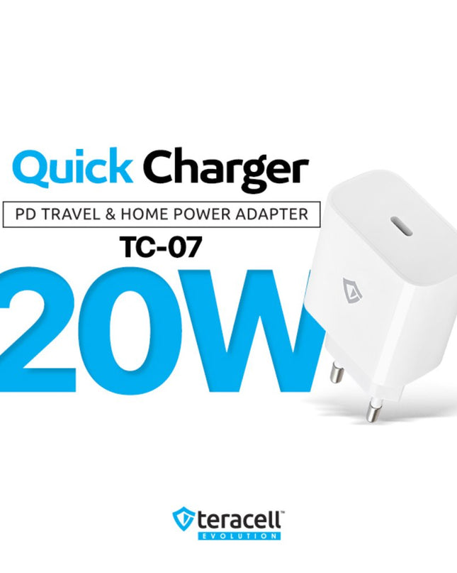 Kucni punjac Teracell Evolution TC-07 PD Fast charging 20W sa PD iPhone lightning kablom beli CE