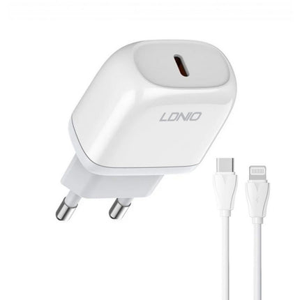 Kucni punjac LDNIO A1209C PD, 20W sa Type C na iPhone lightning kablom beli
