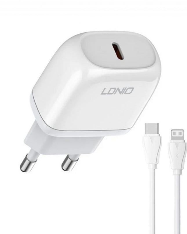 Kucni punjac LDNIO A1209C PD, 20W sa Type C na iPhone lightning kablom beli