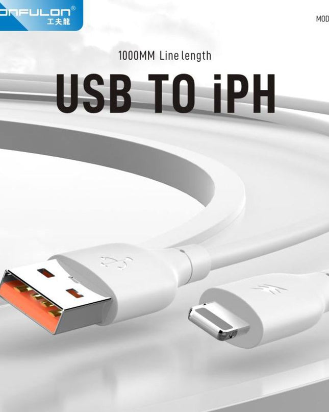 Data kabl KONFULON DC64, 3A, USB iPhone Lightning beli 1m