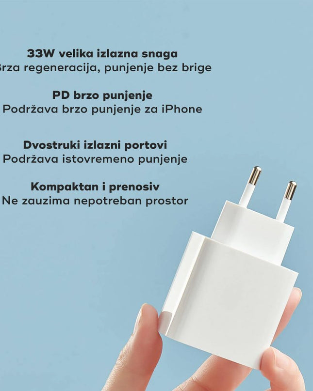 Kucni punjac Xiaomi QC 33W sa USB na Type C kablom beli