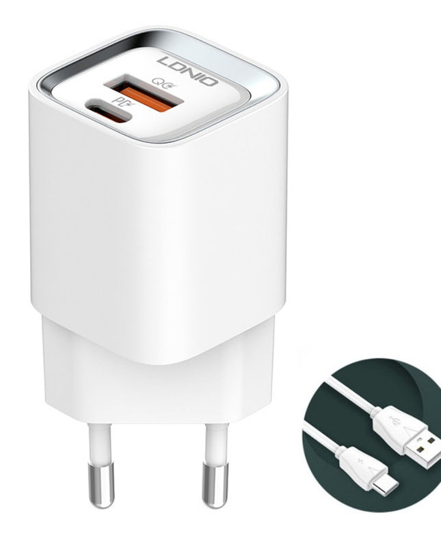 Kucni punjac LDNIO A2317C, 3.6A, QC3.0 18W, PD 30W sa Type C kablom beli