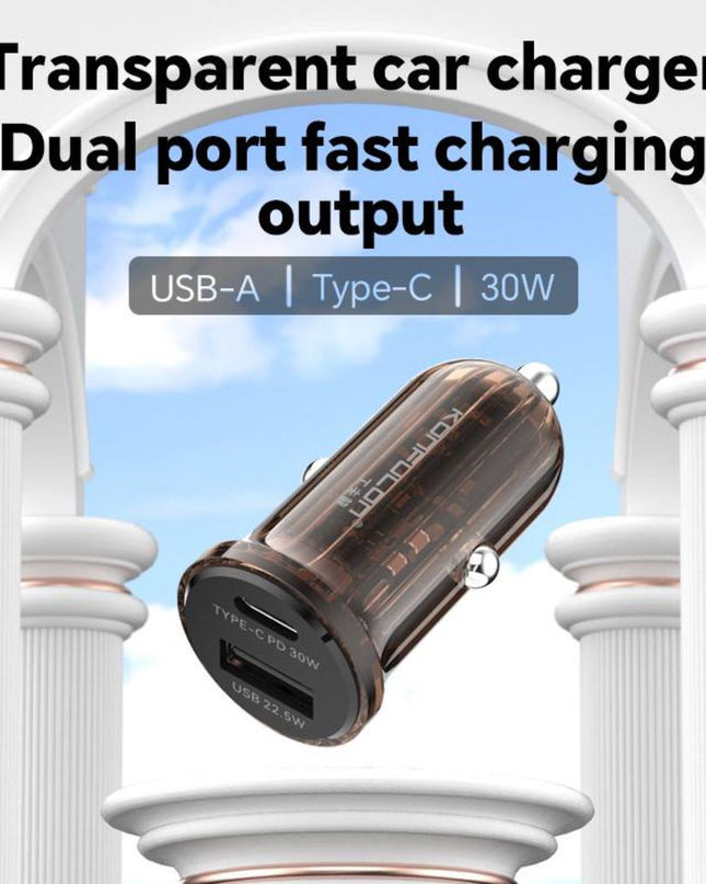 Auto punjac KONFULON C85Q, 3.6A, QC3.0 22.5W, PD 30W transparentan