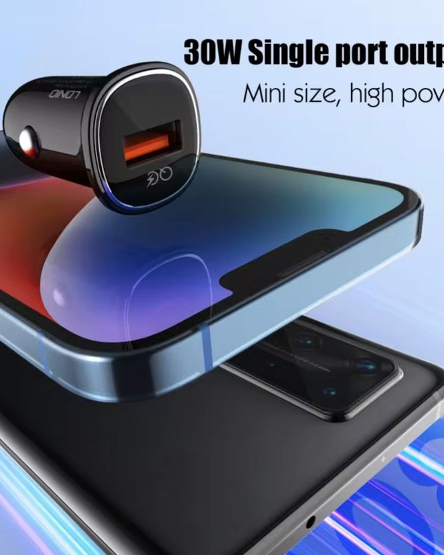 Auto punjac LDNIO C105, QC3.0, 30W USB Type C crni