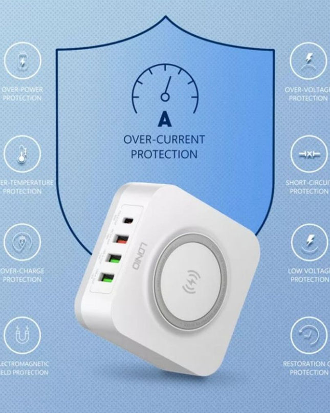 Kucni punjac LDNIO AW004 32W Desktop Wireless Quick Charge 3.0 + PD 30W beli