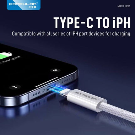 Data kabl KONFULON DC81 27W Type C na iPhone lightning beli 1m
