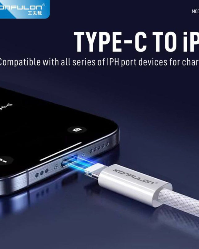 Data kabl KONFULON DC81 27W Type C na iPhone lightning beli 1m