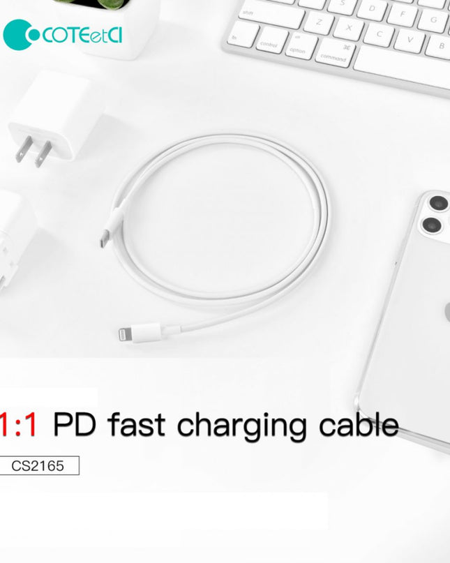 Data kabl Coteci CS2165 3A PD na iPhone lightning beli 1m