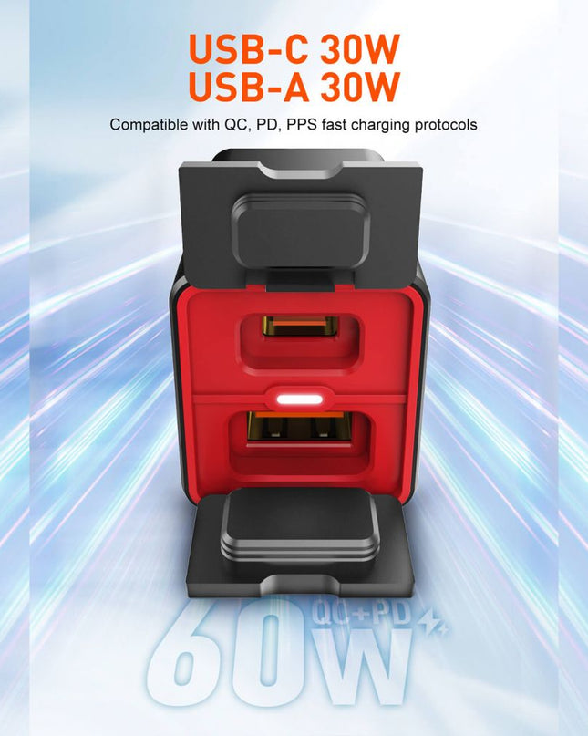 Punjac za motor LDNIO C108 QC 30W, PD 30W total power 60W crni