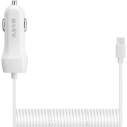 AUTO PUNJAČ ZA MOB USB+MICRO 1.3M SPIRAL SW-C535 S-LINK, 18943 bela