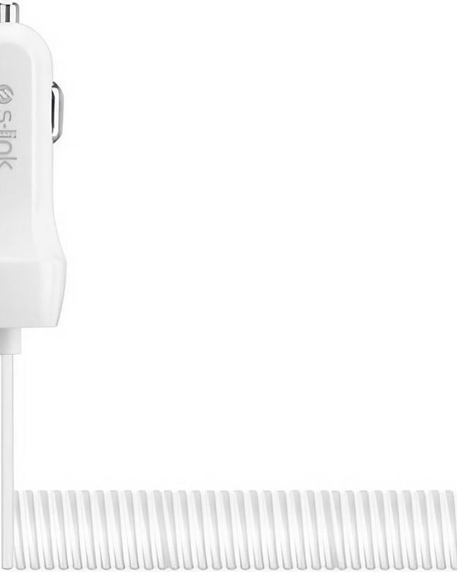 AUTO PUNJAČ ZA MOB USB+MICRO 1.3M SPIRAL SW-C535 S-LINK, 18943 bela