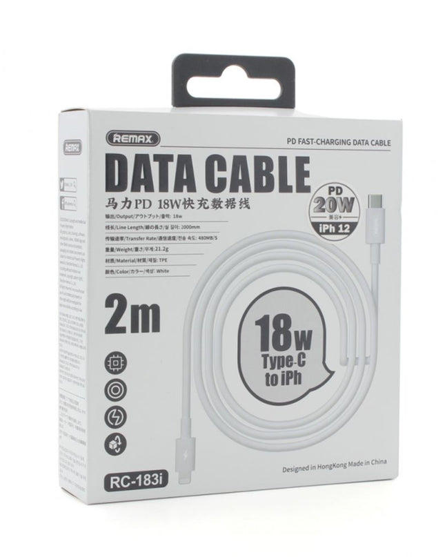 Data kabl REMAX RC-183 PD 20W Type C na iPhone lightning 2m beli