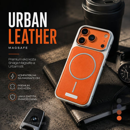 Maska za iPhone 17 Pro 6.3 narandzasta Magsafe Urban Leather