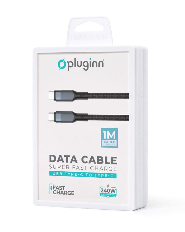 Data kabl Pluginn fast PD 240W Type C na Type C crni 1m