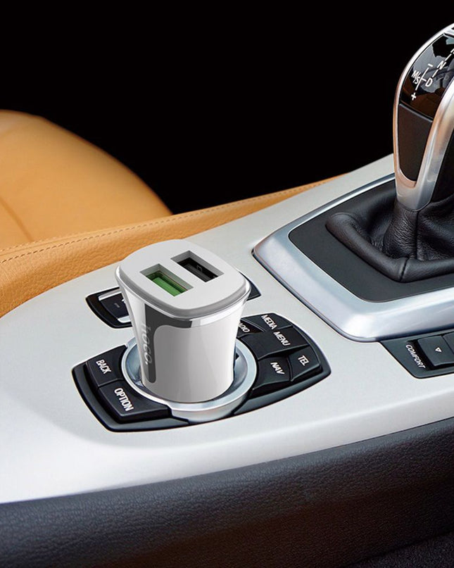 Auto punjac HOCO Z31 QC3.0 2xUSB sa micro USB kablom beli