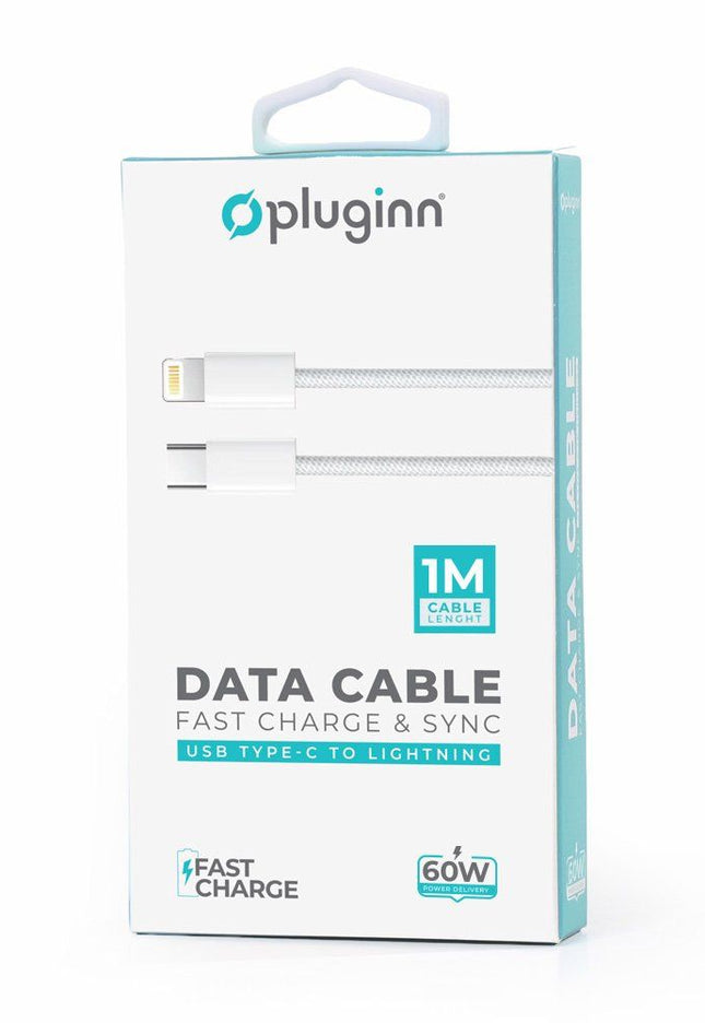 Data kabl Pluginn fast PD 60W Type C na Type C 1m bela