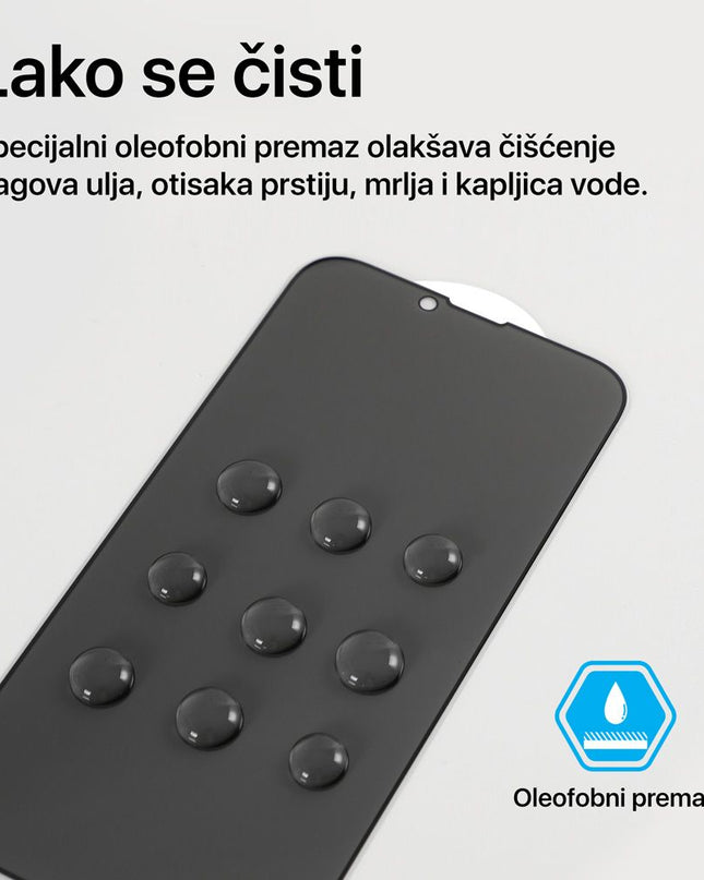 Zastitno staklo Tempered Glass Privacy Teracell Titan 2.5D za iPhone 13/13 Pro/14/16e/17e 6.1 crni