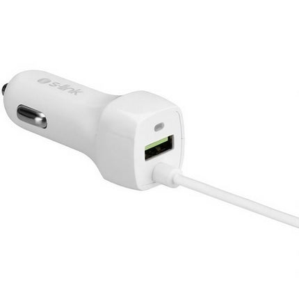 AUTO PUNJAČ ZA MOB USB+MICRO 1.3M SPIRAL SW-C535 S-LINK, 18943 bela