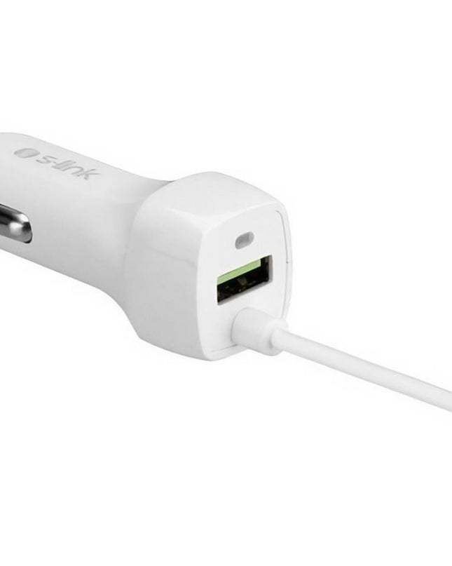 AUTO PUNJAČ ZA MOB USB+MICRO 1.3M SPIRAL SW-C535 S-LINK, 18943 bela