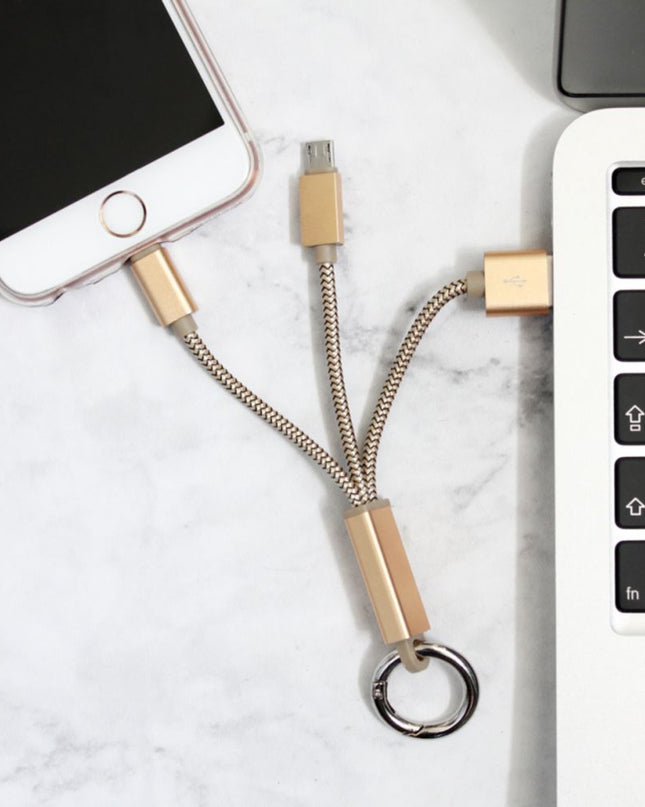 Data kabl LDNIO LC89 sa priveskom za iPhone lightning/micro USB zlatni
