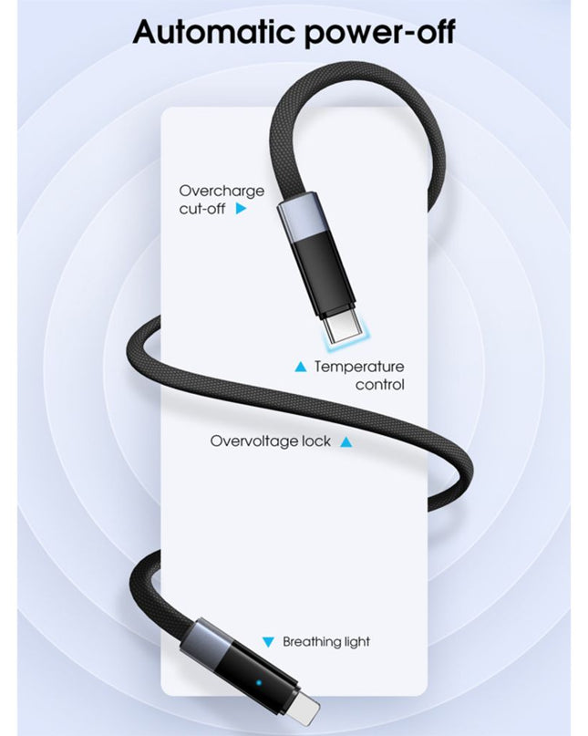 Data kabl LDNIO LC241i 30W Fast Automatic Power OFF Type C na iPhone lightning crni 1m