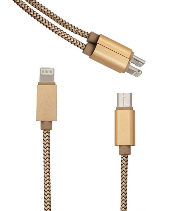 Data kabl LDNIO LC86 za iPhone lightning/micro 2u1 USB zlatni 1m