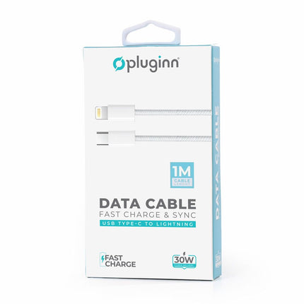 Data kabl Pluginn fast PD 30W Type C na Lightning beli 1m