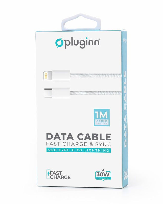 Data kabl Pluginn fast PD 30W Type C na Lightning beli 1m