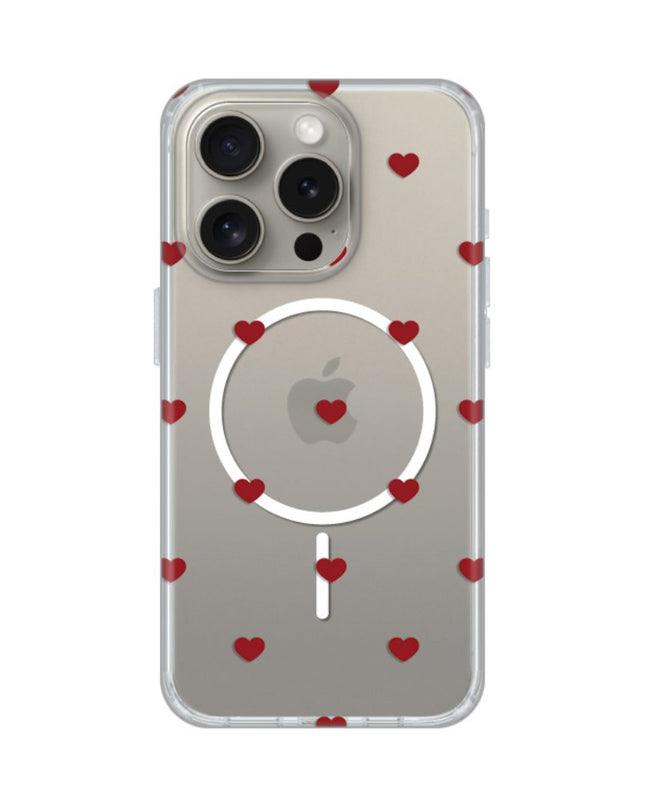 Maska za iPhone 15 Pro 6.1 Red Hearts Print Magsafe