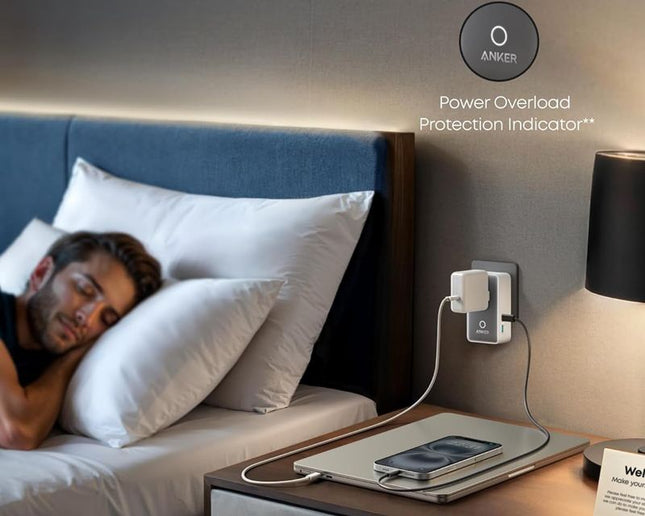 ANKER Nano 20W putni zidni punjač 5-portova (2x USB-A, 2x USB-C, utičnica EU na US, UK, AU i EU), bela