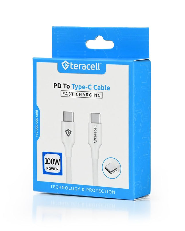 Data kabl Teracell Plus 100W PD Type C na Type C beli 1m