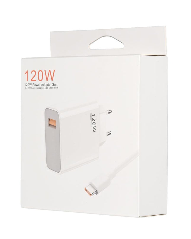 Kucni punjac Fast charger 120W za Xiaomi sa USB na Type c kablom beli