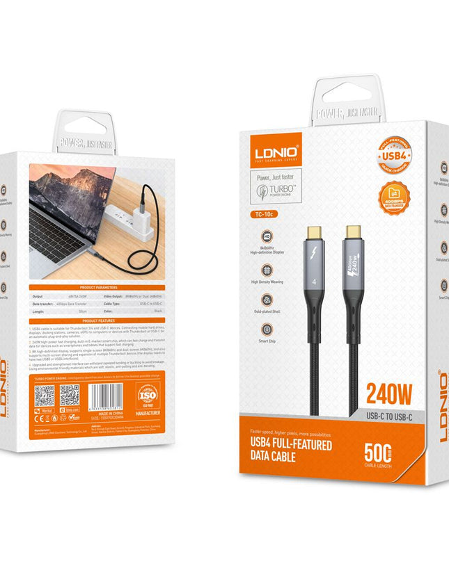 Data kabl LDNIO TC11c, USB 4.0, PD3.1, 240W, 40Gbps, 8K 60Hz PD na Type C crni 1m