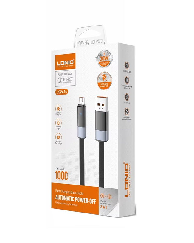 Data kabl LDNIO LS241 50W Fast Automatic Power OFF micro USB crni 1m