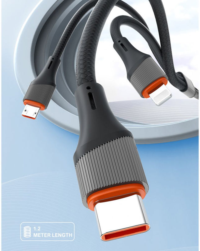 Data kabl LDNIO LC96 u 4.2A 3 u 1 sivi 1.2m