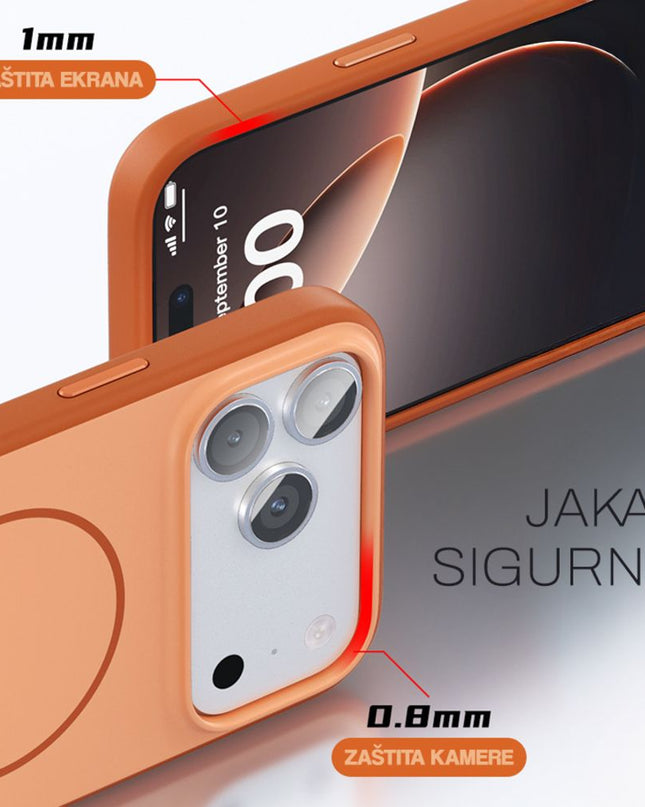 Maska za iPhone 15 6.1 narandzasta Magsafe Matte Line