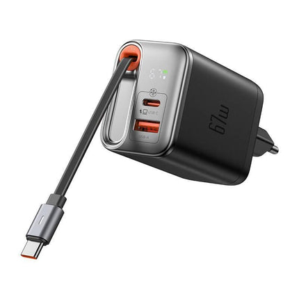 MCDODO CH-4100 ZIDNI PUNJAČ 67W 1C+1A GaN SA UGRAĐENIM KABLOM USB-C NA Izvlačenje 65cm