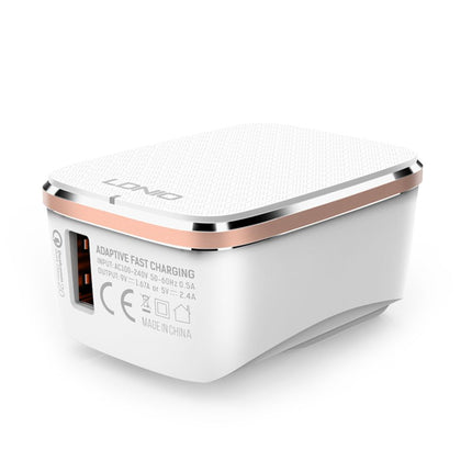 Kucni punjac LDNIO A1204Q Quick Charge 3.0 USB 5V 2.4A sa type C kablom beli
