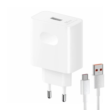 Kucni punjac Honor Super Charge 80W sa USB na Type C kablom beli