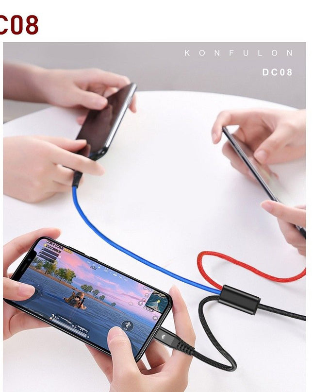 Data kabl KONFULON DC08, 2.4A, 3u1 USB na micro, lightning, Type C 1.2m