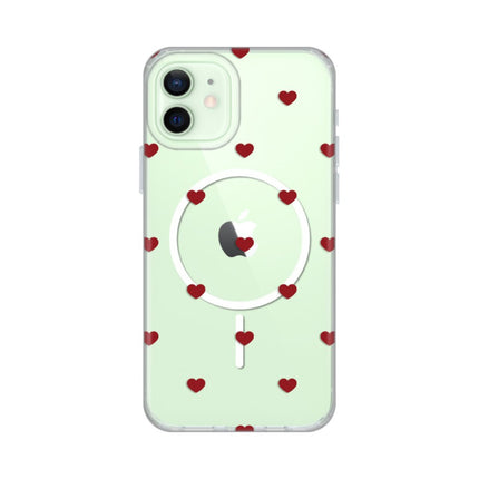 Maska za iPhone 12/12 Pro 6.1 Red Hearts Print Magsafe