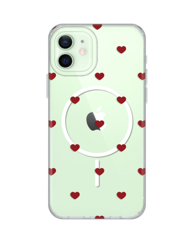 Maska za iPhone 12/12 Pro 6.1 Red Hearts Print Magsafe