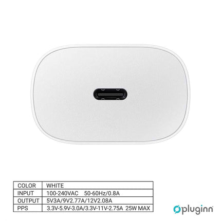 Kucni Punjac Pluginn AJ-25 KP-614C PD Fast 25W za Samsung beli CE