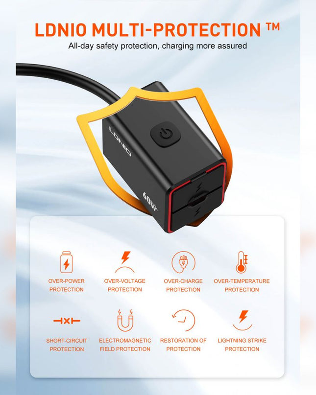 Punjac za motor LDNIO C108 QC 30W, PD 30W total power 60W crni