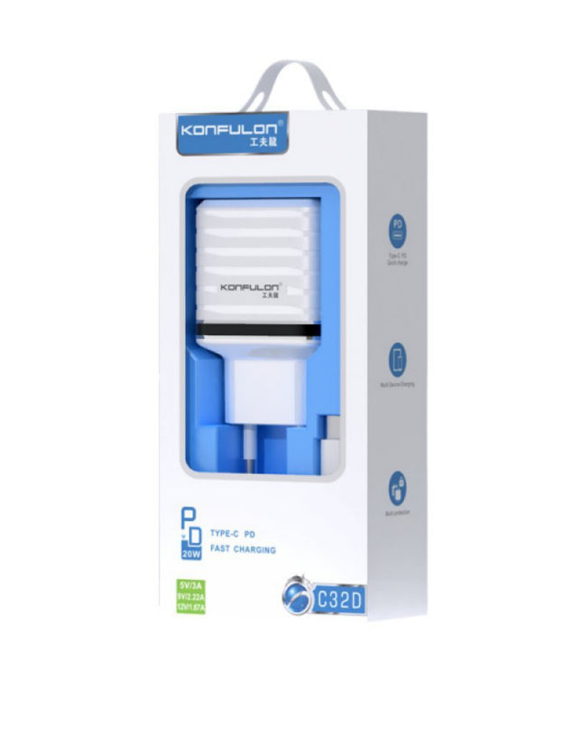Kucni punjac KONFULON C32D+DC15 PD 20W sa Type C na Type C kablom