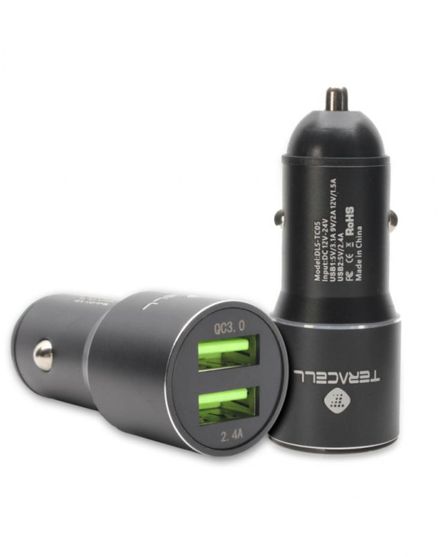 Auto punjac Teracell Evolution TC-05 2xUSB QC3.0 2.4A sa iPhone lightning kablom crni