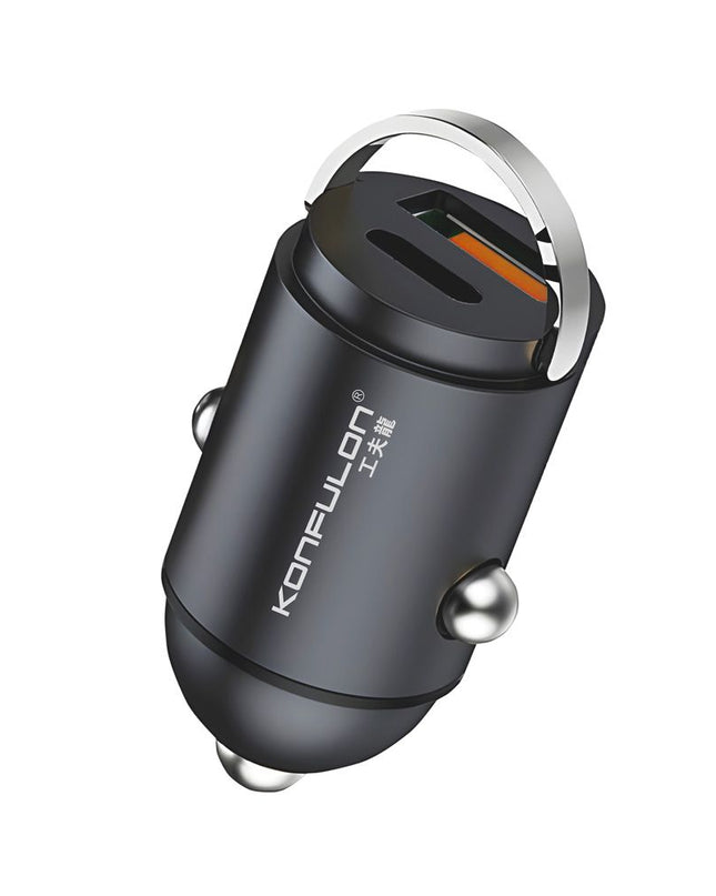 Auto punjac KONFULON C95Q + DC85 QC3.0 20W, PD 20W sa iPhone lightning kablom crni 1m