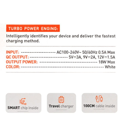 Kucni punjac LDNIO A1209Q QC3.0, 18W sa iPhone lightning kablom beli