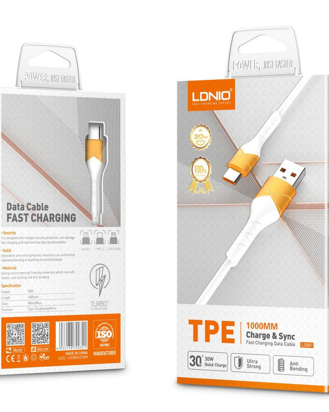 Data kabl Ldnio LS801 30W Fast Type C beli 1m