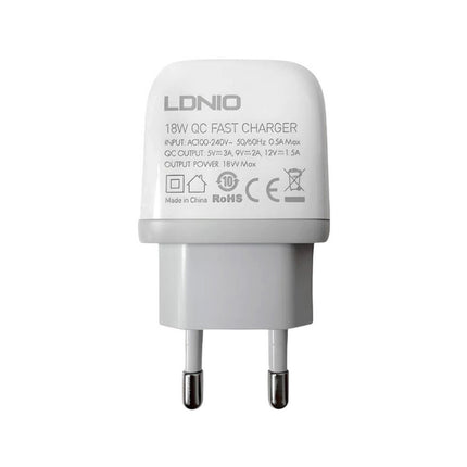 Kucni punjac LDNIO A1209Q QC3.0, 18W sa iPhone lightning kablom beli
